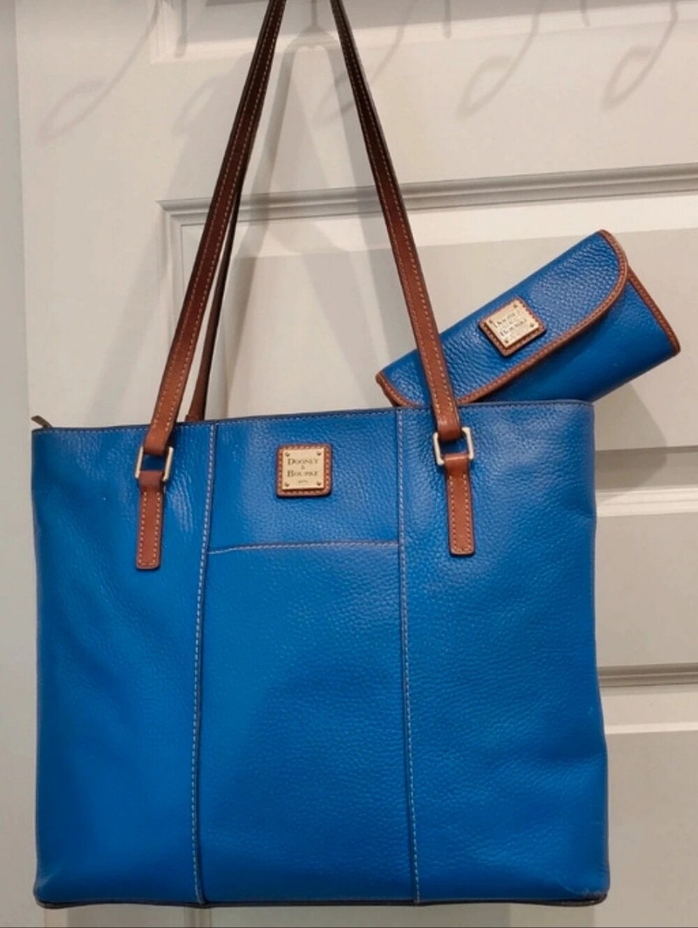 Dooney & Bourke Cobalt Blue Leather Lexington Tote W/ Matching Wallet